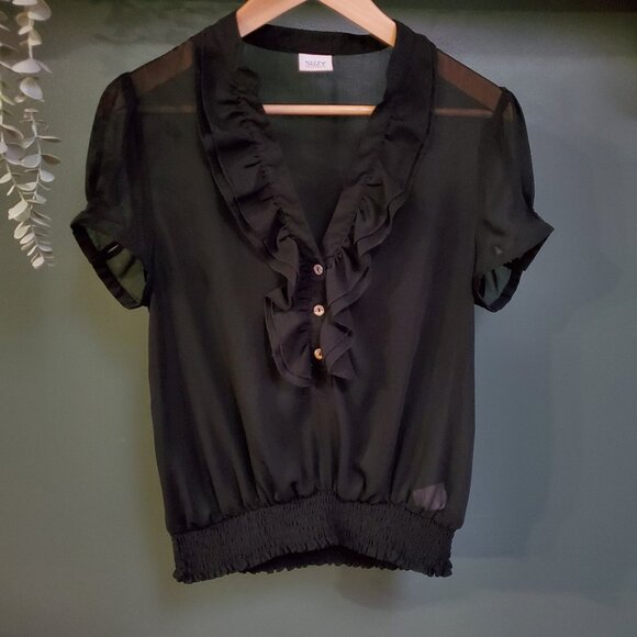Suzy Shier | Sheer Black Blouse - Picture 1 of 4